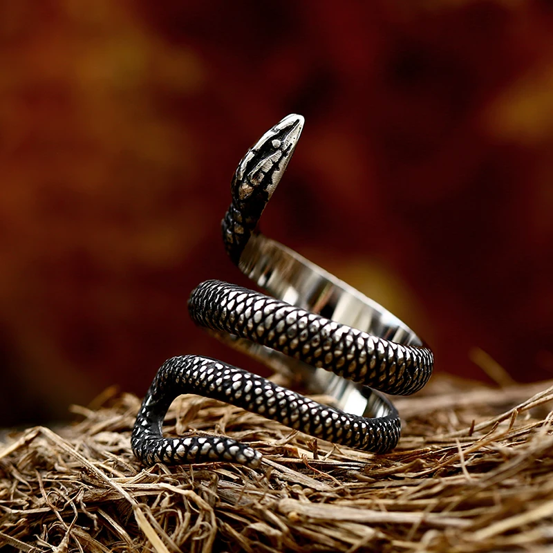 SS8-888R Steel Soldier Customized Fashion Steel Soldier Minimalist Men Finger Jewelry Silver Color Snake Ring Stainless Steel