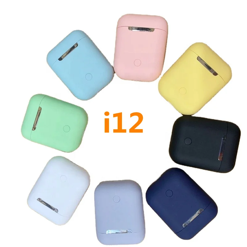 

Macaron Color Inpods 12 Earphones i12 TWS Matte Touch Control Pop-up Window Mini Wireless Earbuds, White,yellow,green,pink,blue,dark blue,gray,black