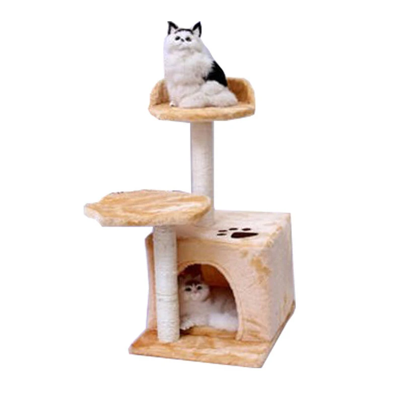 

Cat Tree Condo Furniture Kitten Activity Tower Pet Kitty Play House with Scratching Posts Perches Hammock, Brown, red, beige