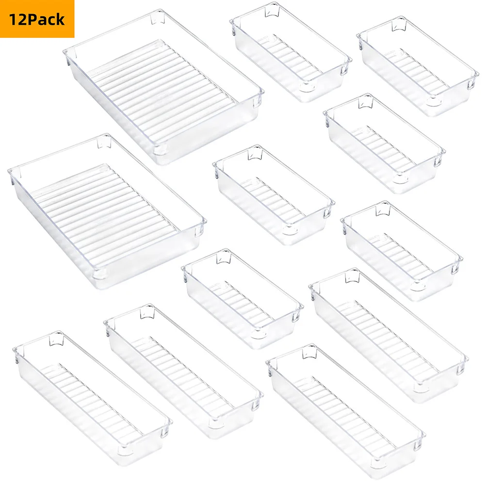 

12 piece set Expandable Drawer Organizer Wide Adjustable Organizer Cosmetic Organizer For Makeup