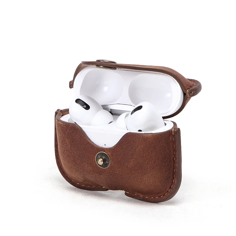 

2020 Dropship Wholesale Luxury Cowhide Leather Portable Travel Airpods 3 Earphone Case Cover for Design Leather Airpods Pro Case, Red/coffee/blue/brown/custom