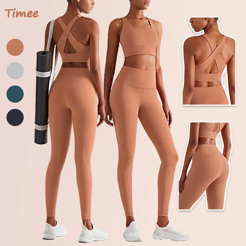

High quality super skin friendly dance bra leggings plus size yoga sets two piece active wear