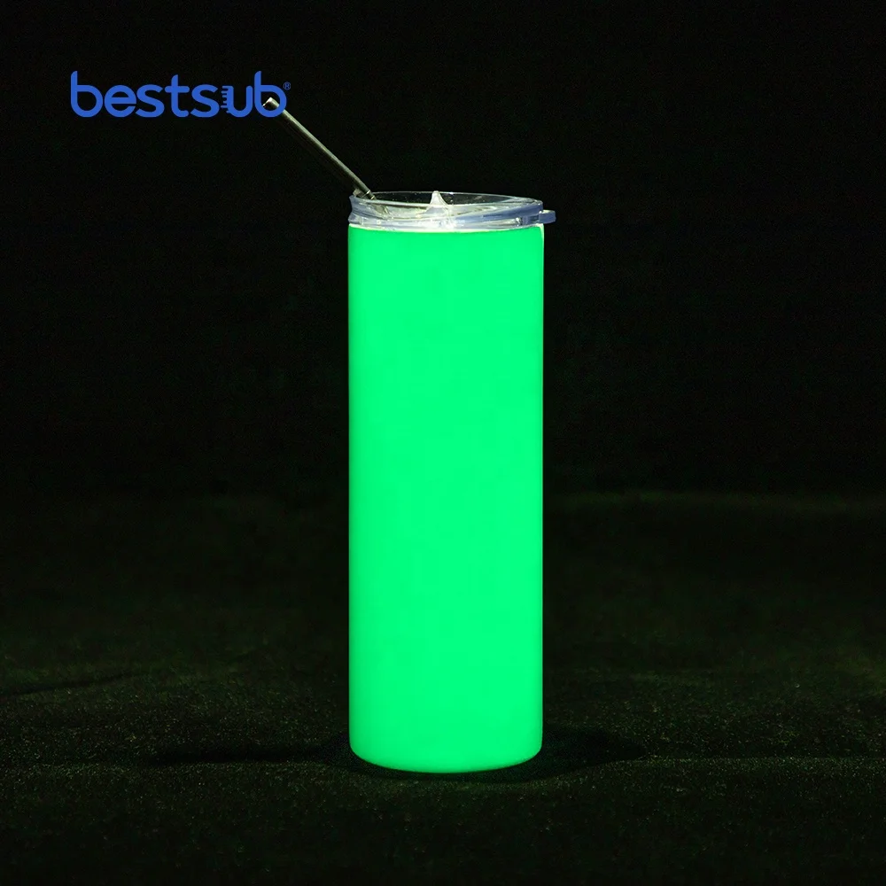 

BestSub New Style 20oz Wholesale Stainless Steel Vacuum Florescent Glow In the Dark Sublimation Straight Tumbler cup in bulk