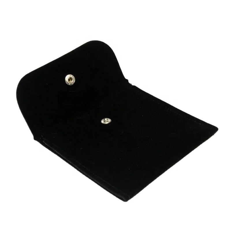 

wholesale custom logo printed button closure envelope flap velvet jewelry pouch, Cmyk or pantone color