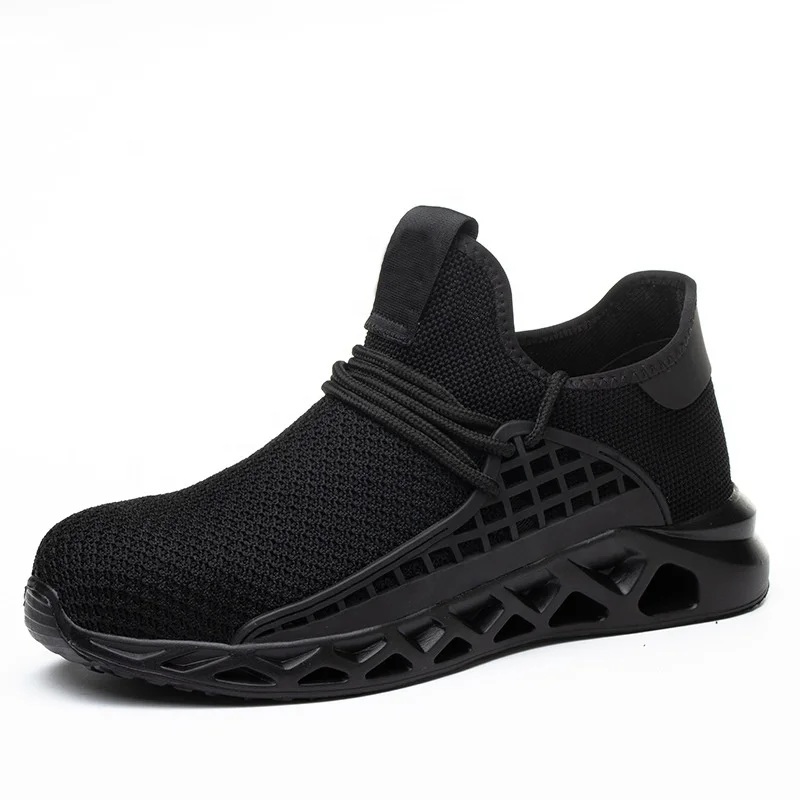 

2020 fashion lightweight safety shoes steel head non slip breathable anti-smash safety work shoes, Black