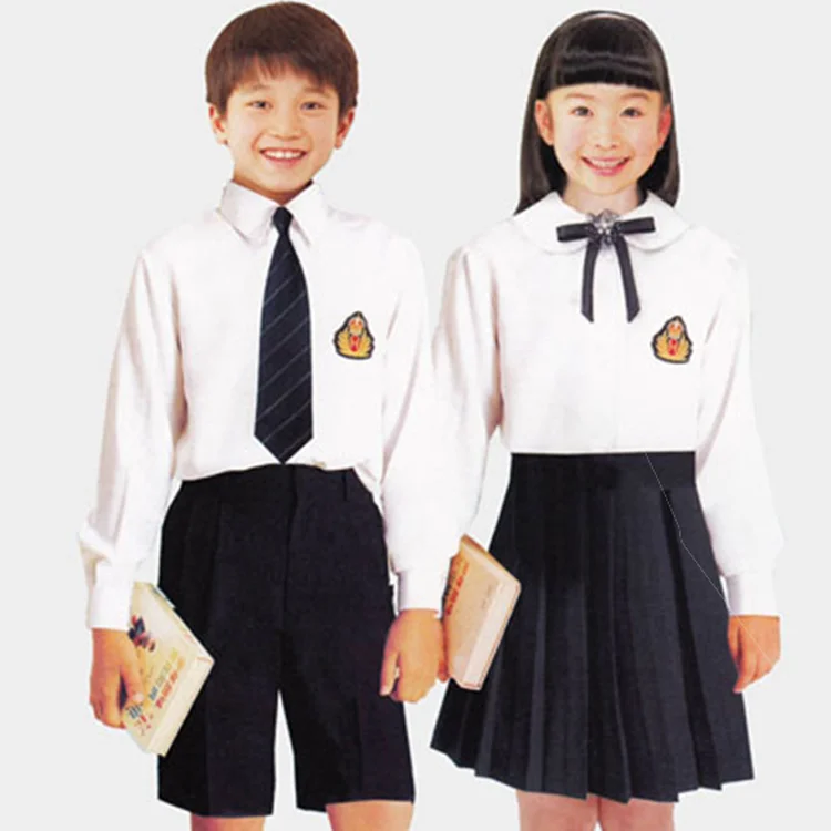 

Free Sample Girls School Uniform Shirts with Skirt