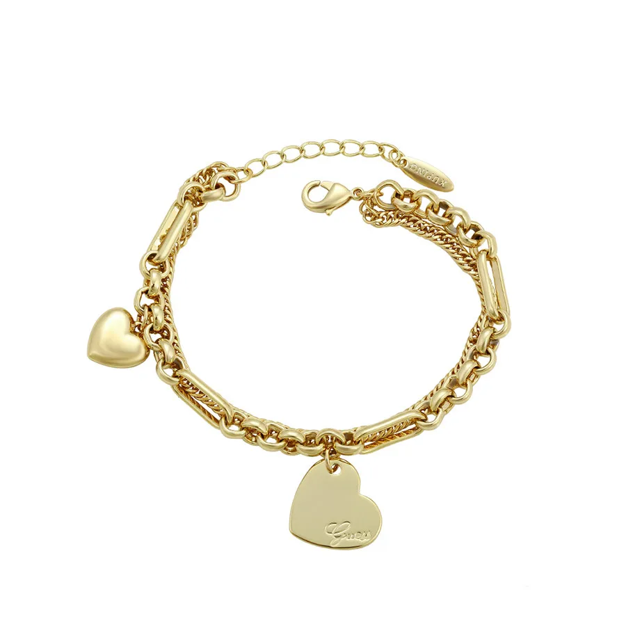 

a00757819 xuping jewelry Dubai luxury 14K gold-plated personality hip-hop heart-shaped design 14K gold-plated bracelet