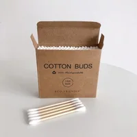 

N378 100pc/Box Double Head Bamboo Cotton Swab Adults Makeup Cotton Buds Wood Sticks Nose Ears Cleaning Cotton Swab