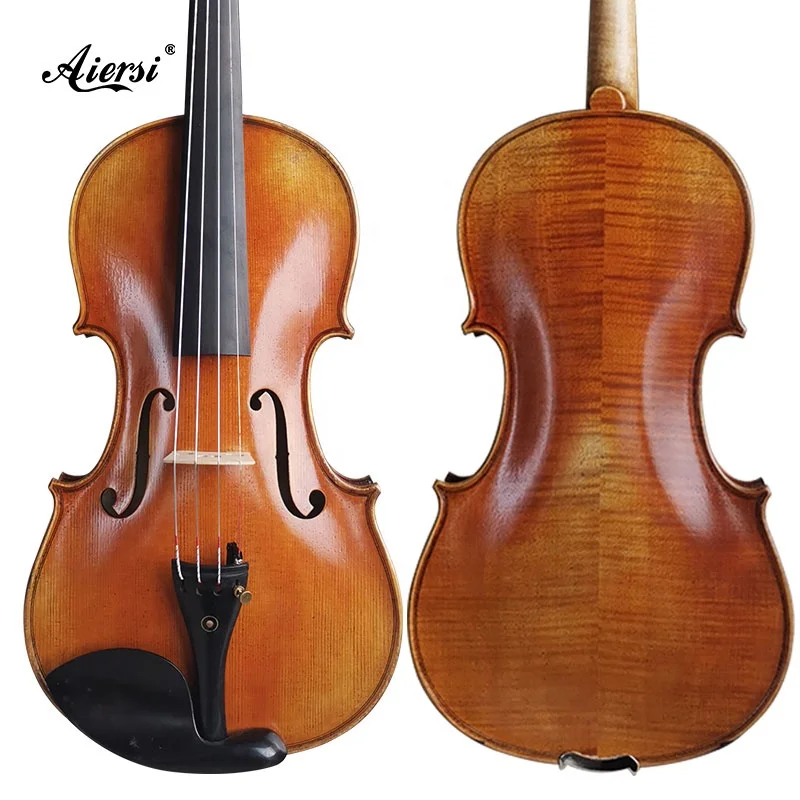 

Aiersi hot sale violin  Hand painted Oil Solid violon Nice Flame Maple professional Antique Red Brown violin With Case bow