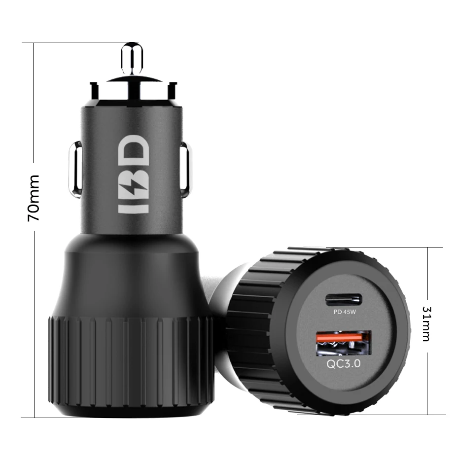 

IBD Super fast charging new cars charger adapter qc 3.0 dual port usb car charger qc3.0 63w Car Mobile Charger for Macbook