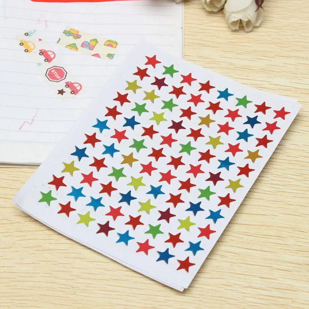 

880pcs/10 Sheets Colorful Seal Cute Five-pointed Star Decoration Scrapbooking Paper Stickers Stationery School Office Supplies