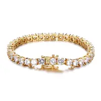 

Iced Out Cubic Zirconia Brass Bracelet Tennis Chain Bracelets For Men Jewelry Wholesale