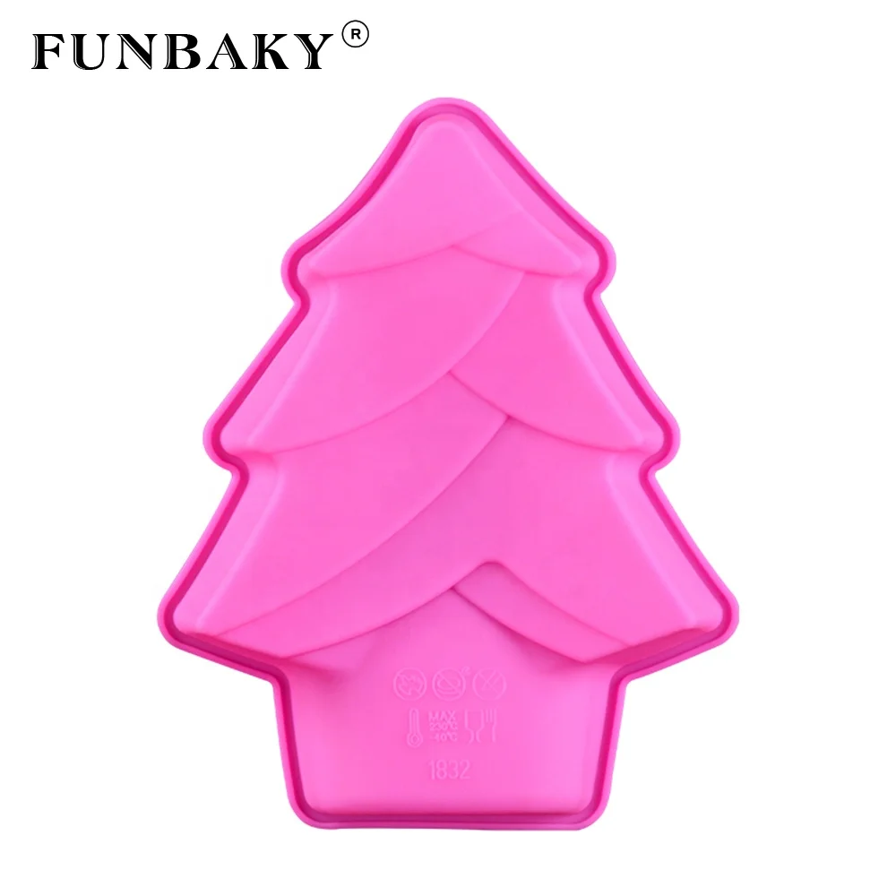 

FUNBAKY JSC1832 Merry Christmas style single mold tree shape household chiffon large size cake pan baking mold, Customized color
