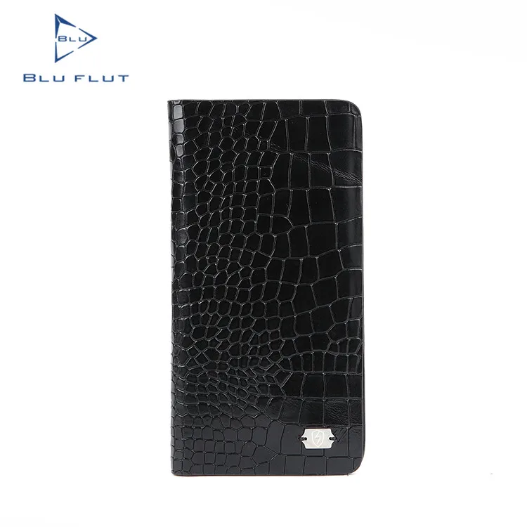 

Blu Flut luxury custom logo men purse rfid leather crocodile pattern long wallet