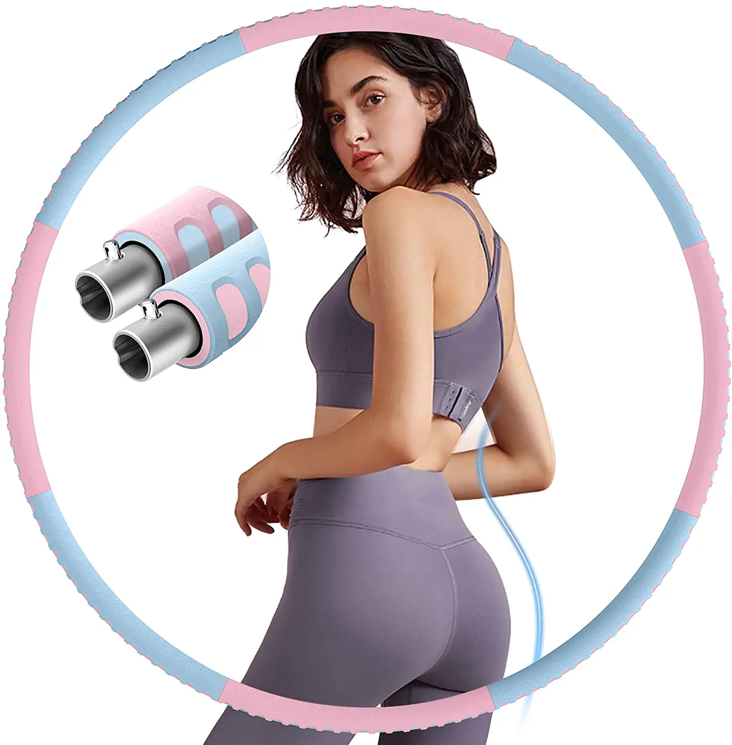 

Segorts Adult Fitness Equipment Stainless Steel Foam Detachable Hoola Hoops Weighted Body Building Hula Ring, Red blue pink orange grey