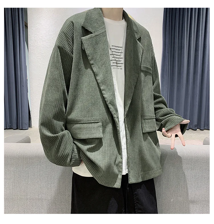 

Fashion winter luxury casual corduroy suit jacket men plus size blank loose mens corduroy jacket