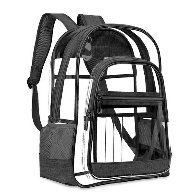 

Black trendy practical waterproof pvc large transparent backpacks for women
