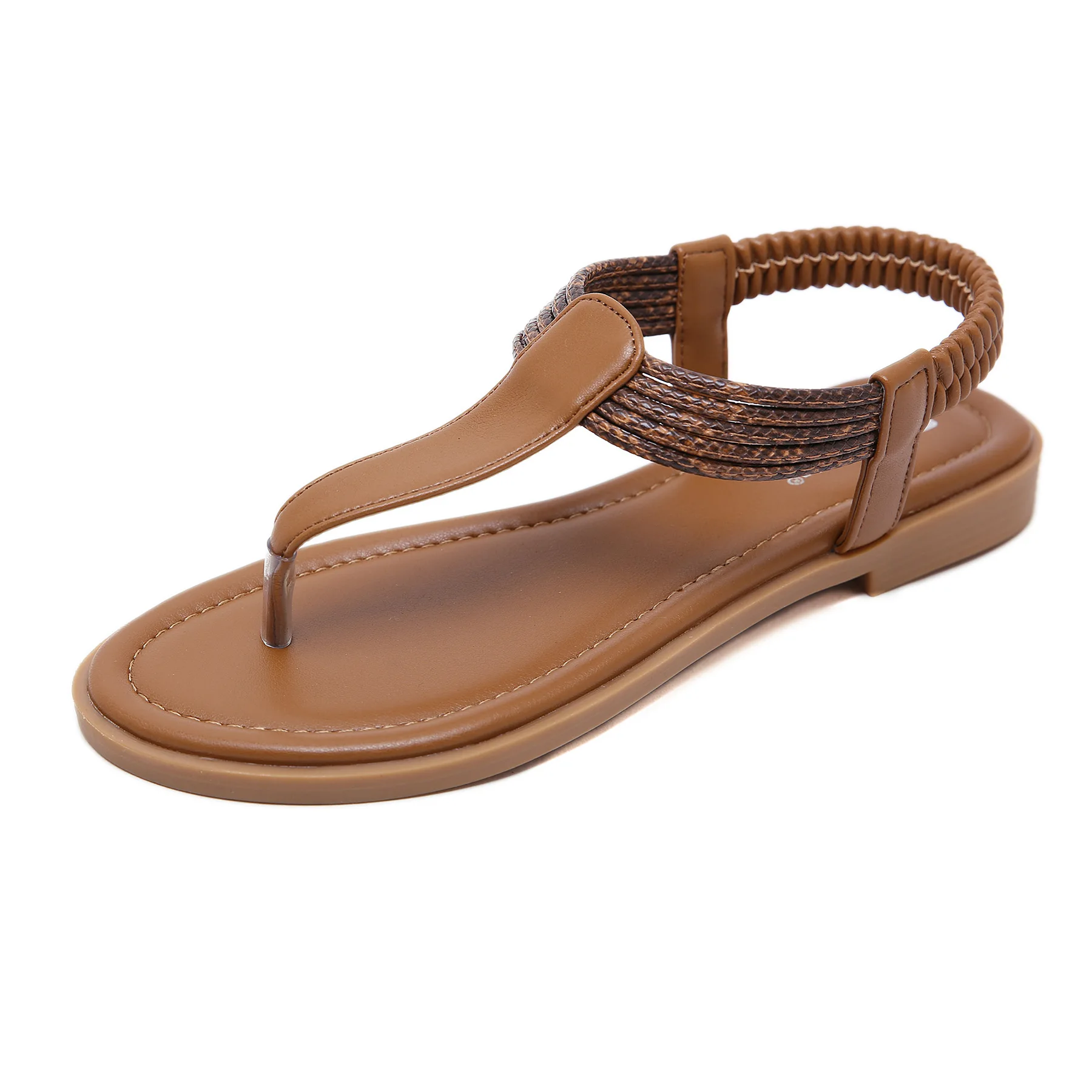 

R30256S 2021 Summer sexy flat heels woman sandal shoe ladies elegant beach sandal shoes, Black,brown.apricot