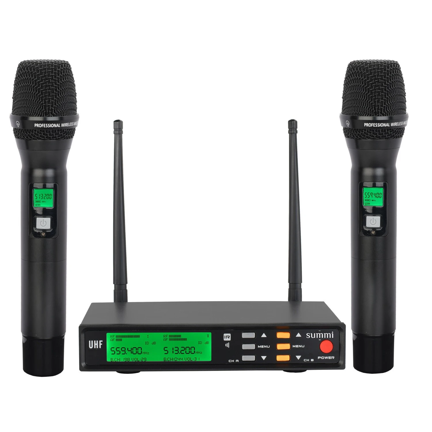 

SUW-UX85 Professional Adjustable Frequency Wireless Mic System Karaoke Singing Metal Wireless Microphone With LED Screen