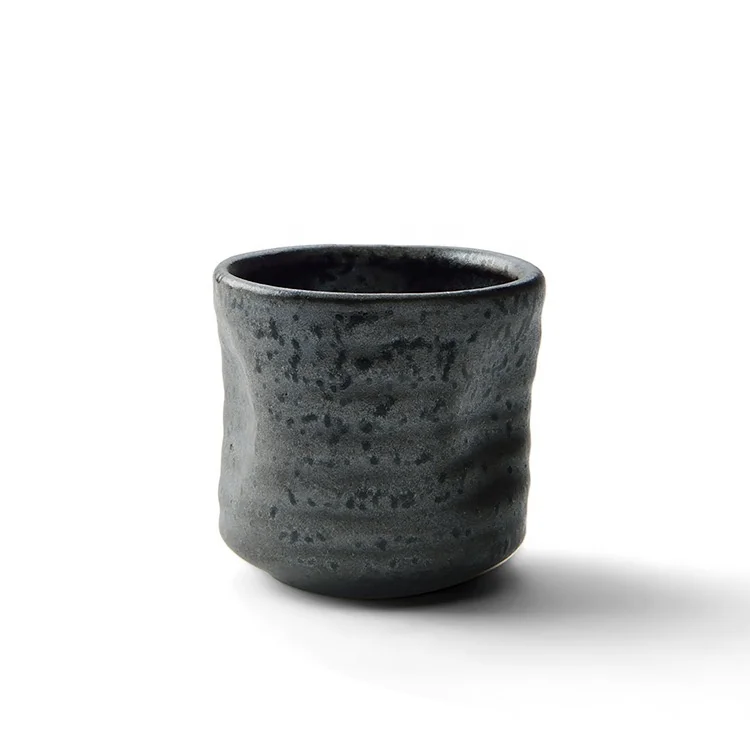 

Handmade Japanese Styles Sake Cup Porcelain Pottery Handpainted Sake Drinking Mugs Ceramic Tea Cup and Mugs without Handle, Black