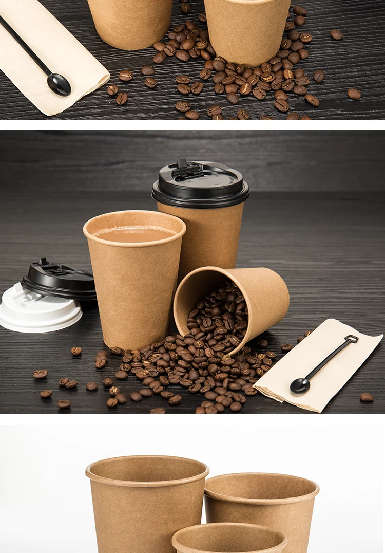 High Quality Single Wall Paper Cup 8oz 12oz 16oz 20oz Coffee Hot Drink Cup Disposable Kraft 2555