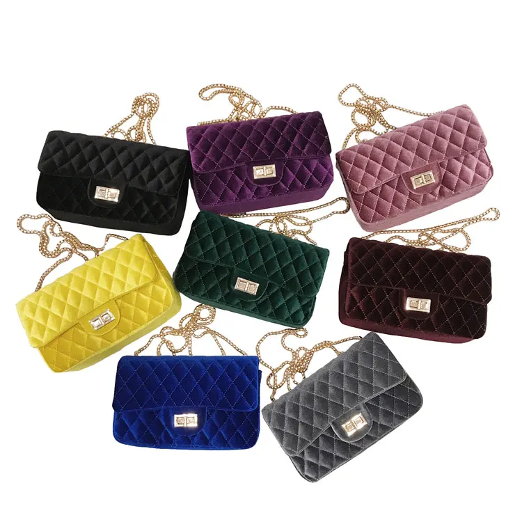 

Classic Chain flap Women crossbody bag handbags Fashion Trending Velvet Diamond quilting Shoulder bags for ladies, Black,red,pink,purple,green,yellow,blue,gray