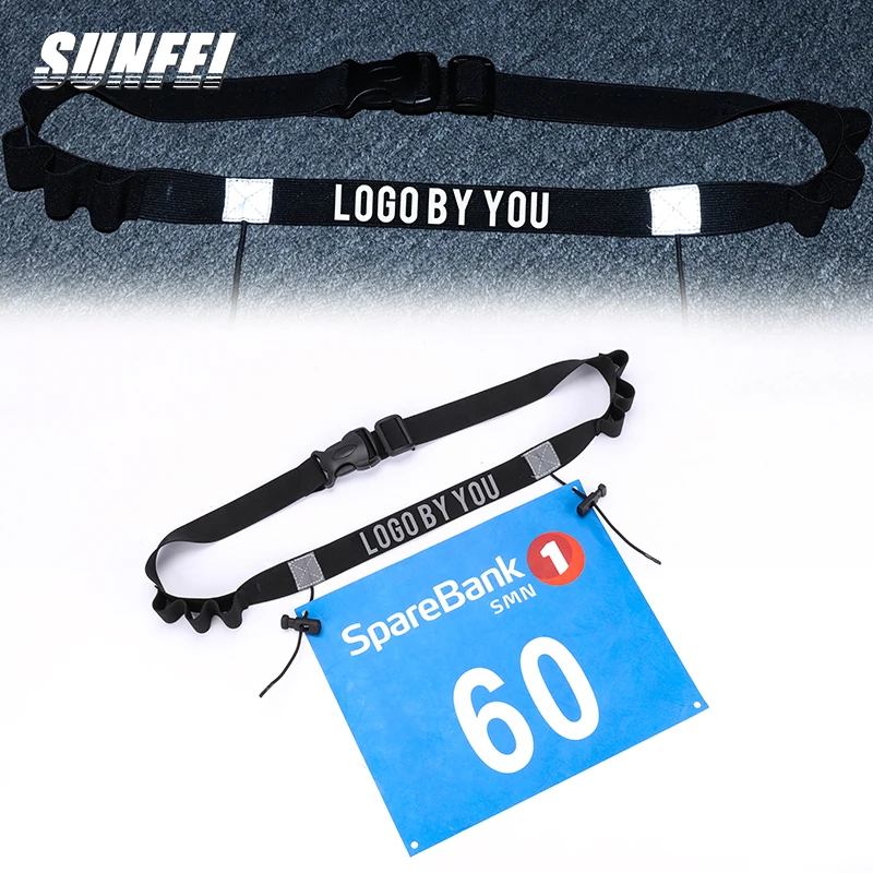 

SunFei custom logo pouch Triathlon running belt reflective energy elastic belt marathon Race Number Belts