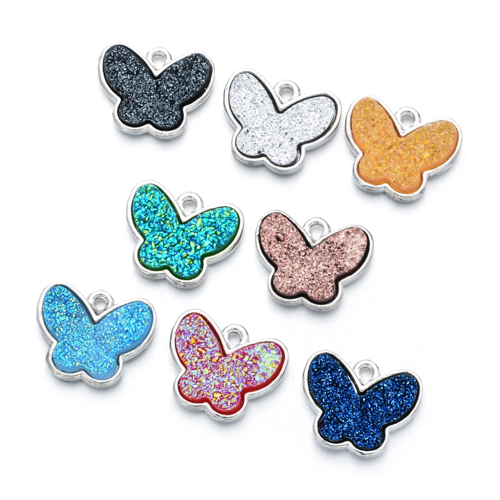 

New desgin color Flash powder butterfly alloy charms pendant for jewelry making, Picture