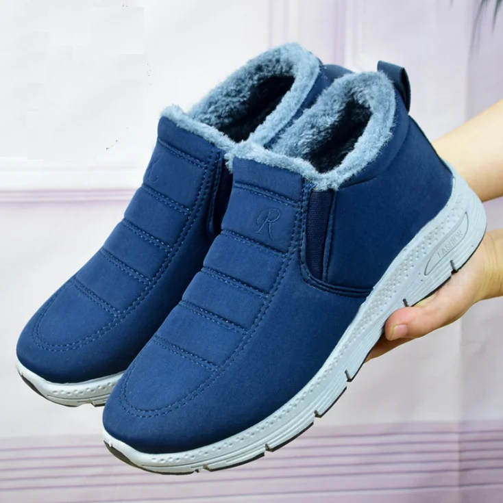 

Cheap rubber out-sole anti-slip waterproof fleece lining mens winter warm snow ankle boots shoes sneakers, Blue
