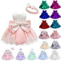 

Wholesale lovely bowknot girls party dresses Christmas pageant baby girls dress designs embroidered baby girls summer dress