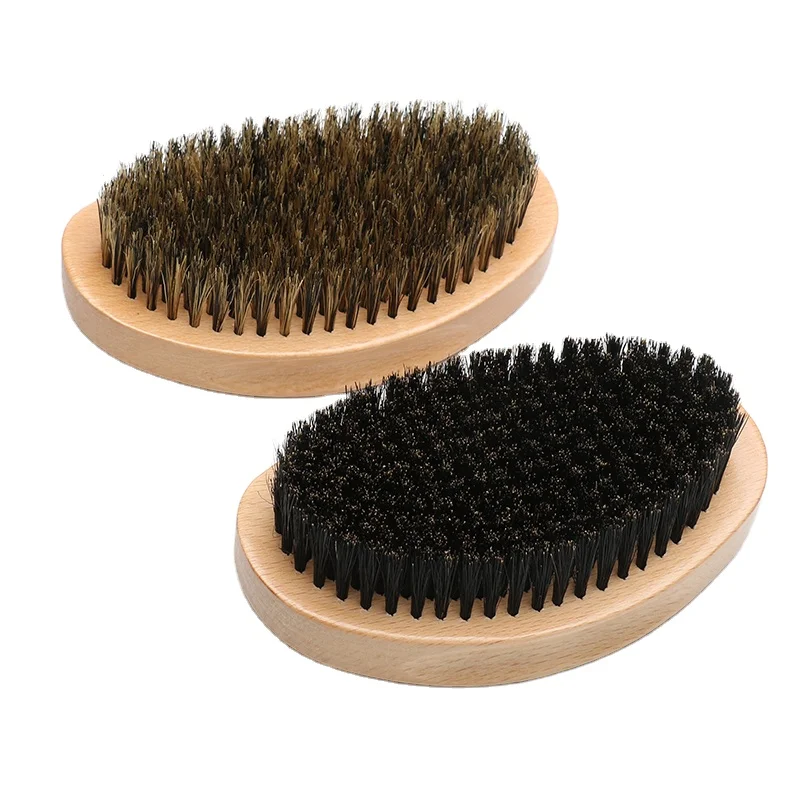 Abeis Custom Natural Men Boar Bristle Wood Beard Wave Brush Face Massage Mustache 360 Wave Brush, Can be customize