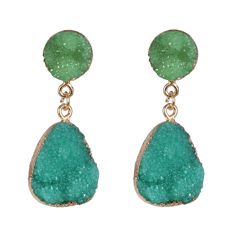 

2021 New Arrived Hot Summer Retro cluster crystal earrings candy color alloy resin water drop shape earrings jewelry