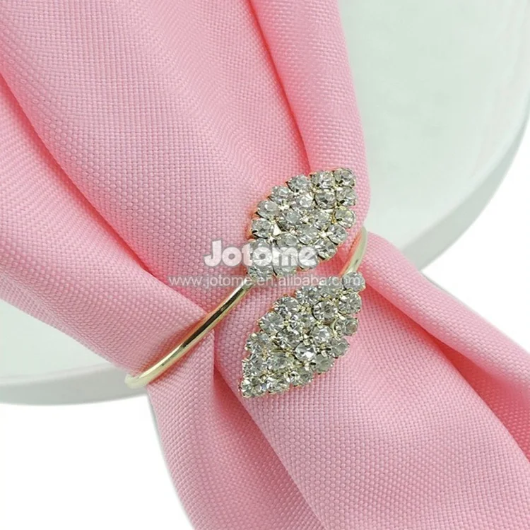 

Bulk Wholesale Gold Rhinestone Adjustable Leaf Napkin Rings