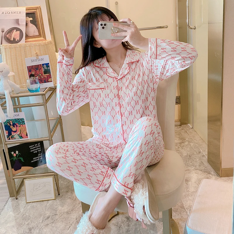 

High quality thickened comfortable printing home cotton pajama sets women lounge wear women sleepwear