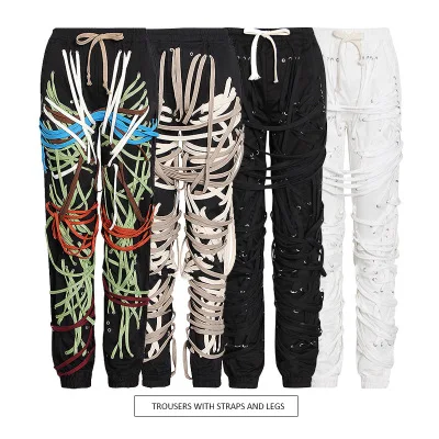 

Factory wholesale 2021 beautiful style new dark fashion casual tie design elastic waist corset casual trousers female