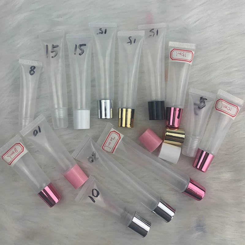

Custom DIY Empty Soft Tube Makeup Your Own Lip Gloss Private Label Lipgloss Squeeze Tubes with Brush