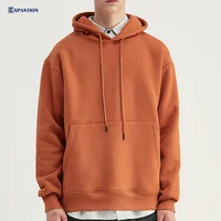 

Mens Oversized Drawstring Blank Crewneck Sweatshirt Custom Logo Pullover Thick Cotton Basic Brick Red Hoodie