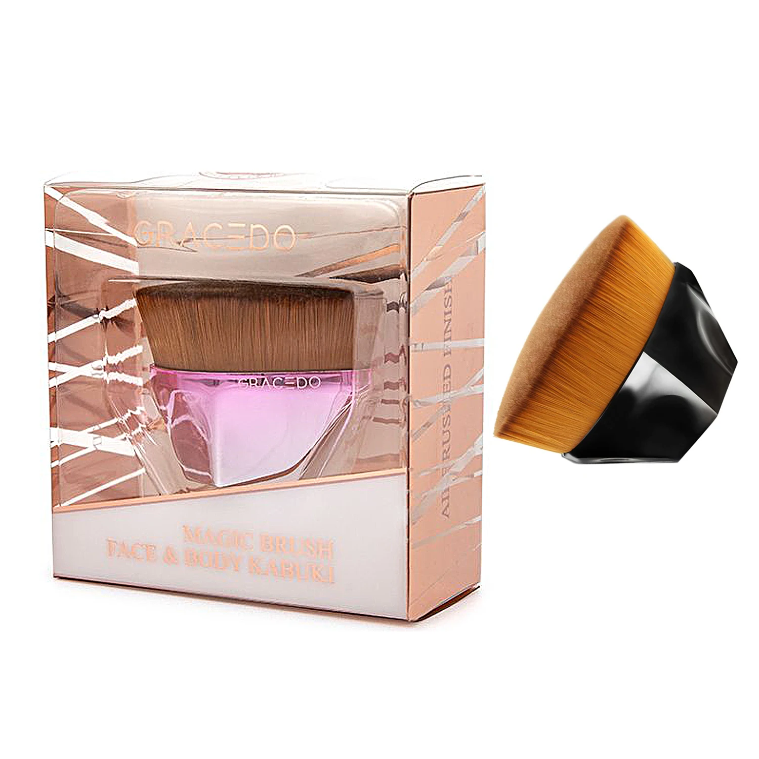 Gracedo Black Cosmetics Foundation Makeup Brush Professional Flat Face Blush Liquid Powder Foundation Brush for Blending Liquid