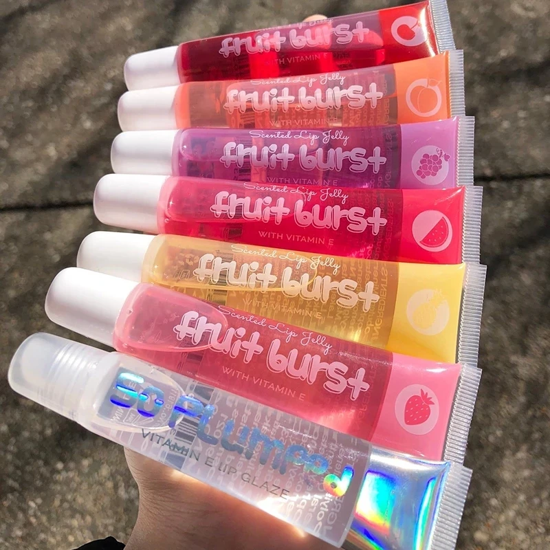 

1PC Fruit scent Transparent tube colorless moisturizing lip oil Jelly Shiny Lip gloss Matte Nude Liquid Lipstick