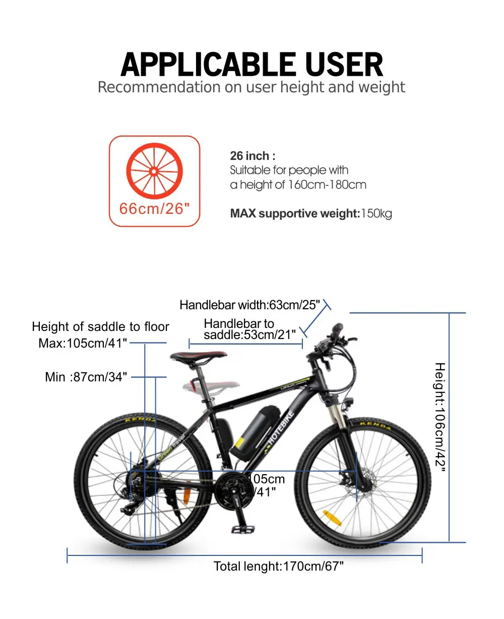 26 inch aluminum alloy frame mountain electric bicycle single speed - electric mountain bike - 5