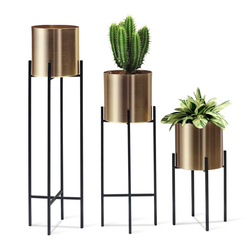 

Factory wholesale Nordic golden flowerpot Floor stand flowerpot, Gold//silver