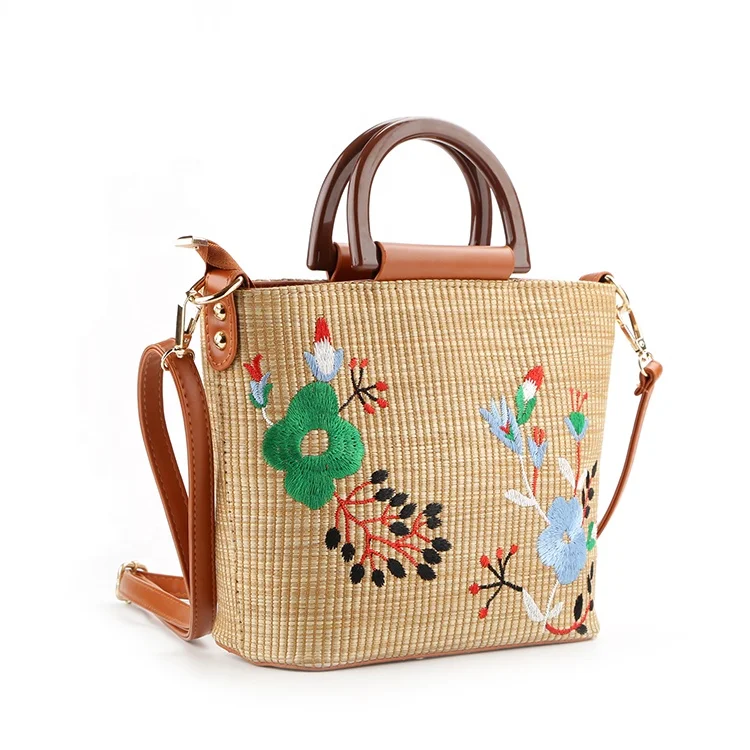 

#8990 BSCI authorized Guangzhou factory linen material embroidery designs tote hand bags carteras mujer embroidery handbag, Various color available