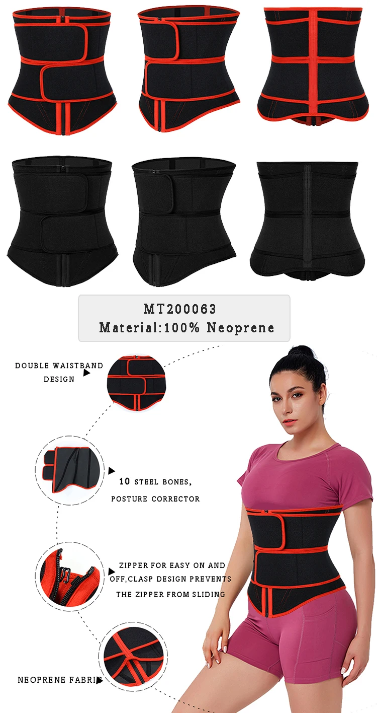 
Feelingirl Custom Logo Double Belt Compression Plus Size Shapewear Women Corset Latex Waist Trainer Cincher 