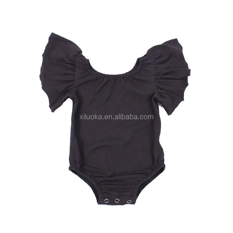 

Wholesale Baby Clothes Soild Black Cotton Romper Short Sleeve Sweet Baby Girl Rompers, Picture