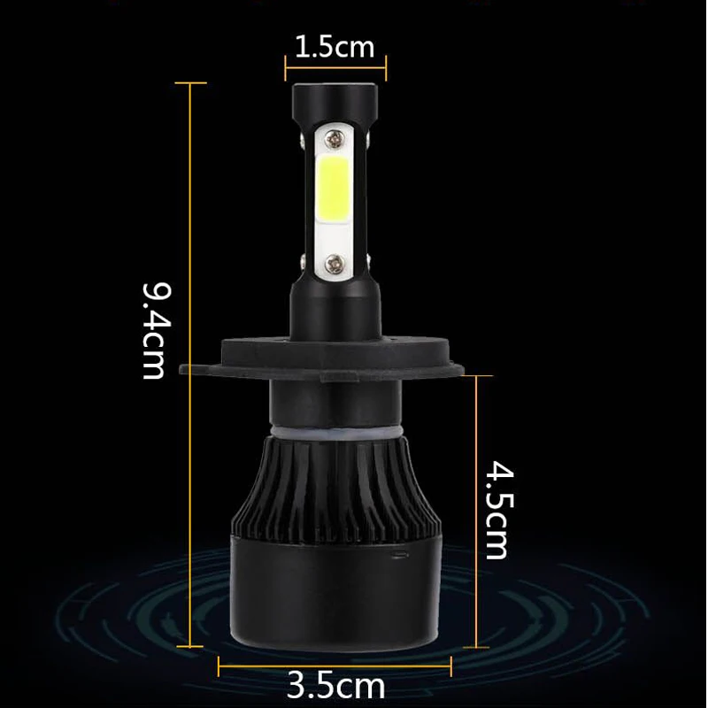 New Design S2 Led Headlight 4 Sides 100w 11000lm Headlight Bulb H4 H7