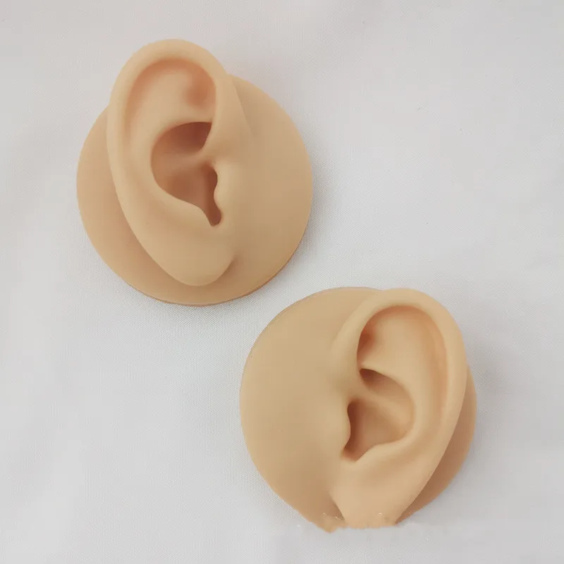 

Soft silicone earrings display with stand high quality silicone customized ear model silicon, Black/white/skin stone