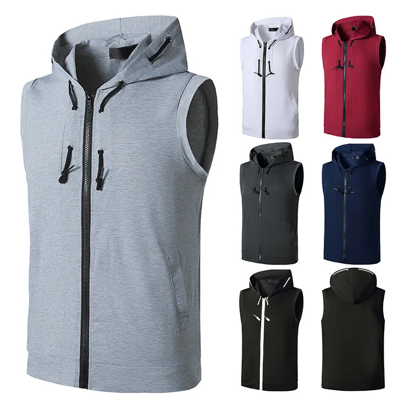 

Men's Fitness Hooded Vest Fitness Bodybuilding Muscle Tailoring T-shirt Sleeveless Fitness Hoodie