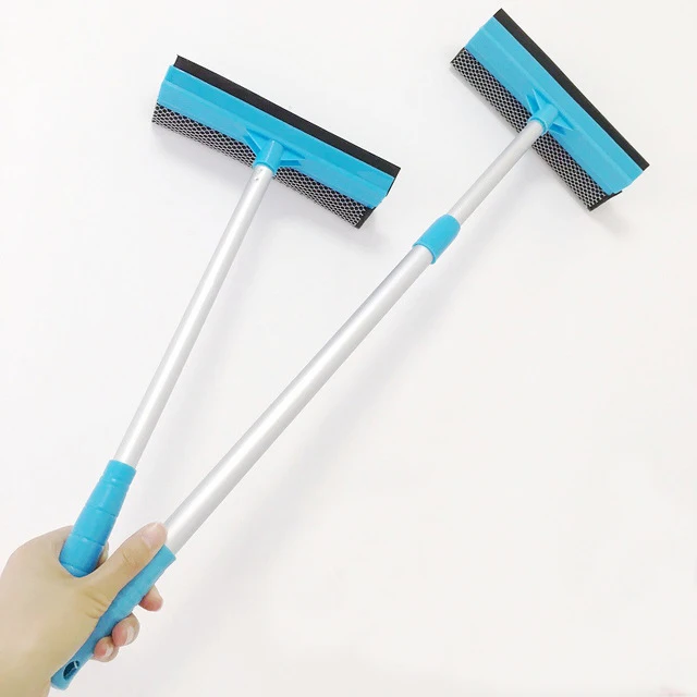 

Telescopic Aluminum Window Squeegee Cleaner 2 in 1 Window Cleaner Sponge Rubber Window Squeegee with Telescopic Extension Pole, Blue, pink, green