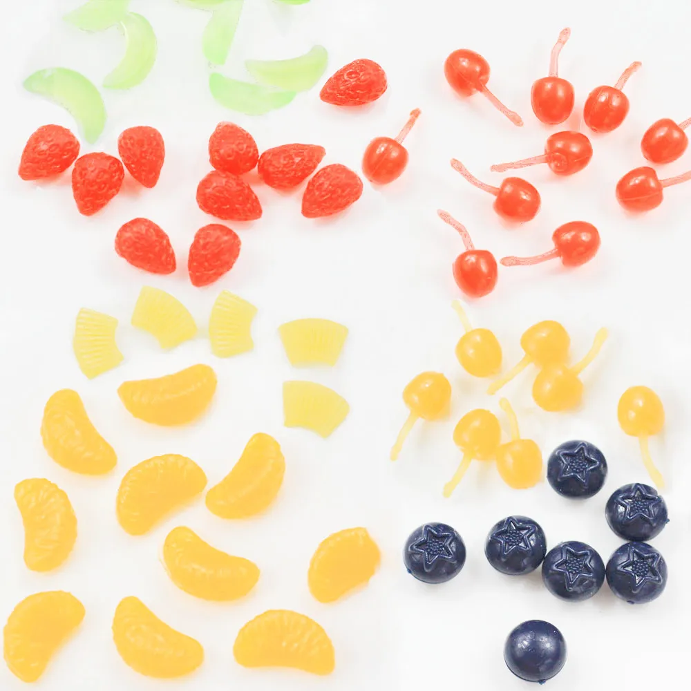 

New Simulation Food Artificial Cherries Orange Beans Resin Miniature Art Flatback Cabochon DIY Decorative Craft