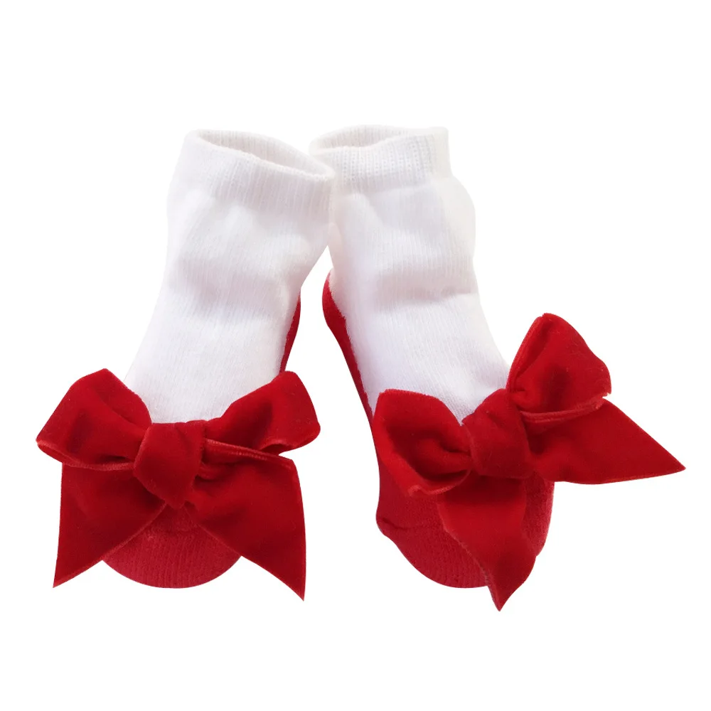 

Hot selling baby suede bow socks cute princess socks pure cotton socks, 2color
